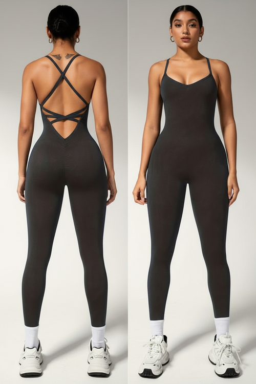 Seamless Cross-Back Jumpsuit Enhanced